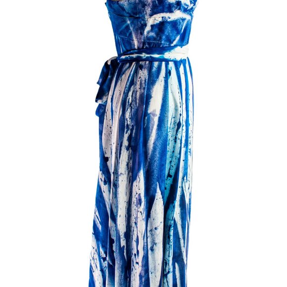 NEW  long Maxi dress Blue white maternity wedding bridesmaid 4 6 8 beach resort - Picture 6 of 7